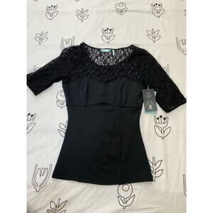 Slimfabulous Ultimate Slimming! Black Lace Top - New with Tags!